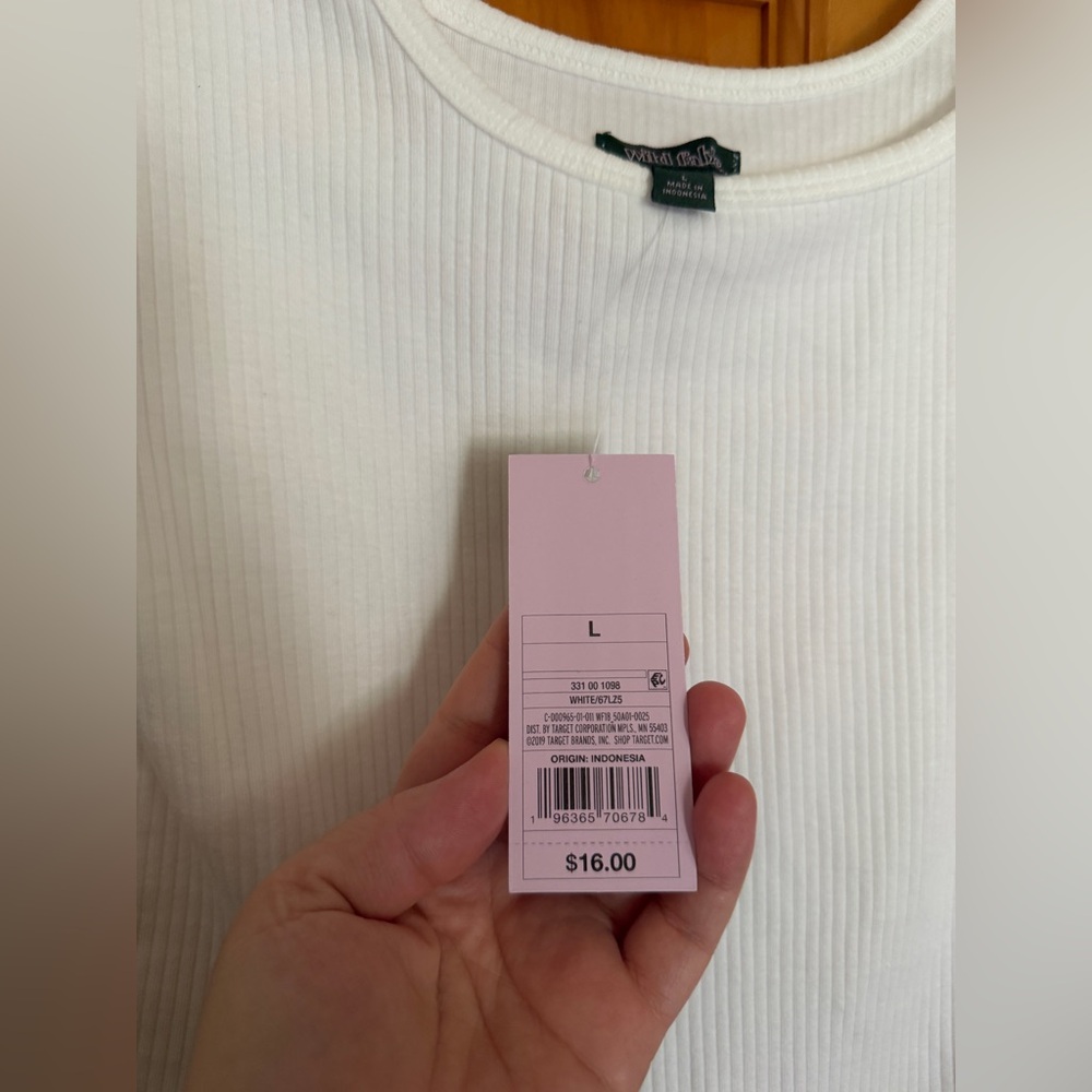 NWT Wild Fable White Ribbed Scoop Neck Long Sleeve Top size Large - Picture 5 of 8